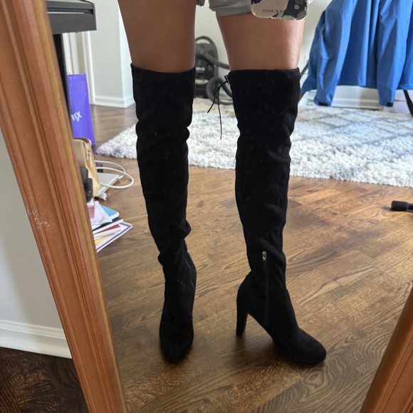 Sam Edelman Kent Black Over-The-Knee Faux Suede Boots Size 8 - Picture 4 of 9